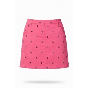 British Khaki-Coral, Navy Embroidered, Nautical, Coastal, Chino, Skirt. Size-10
